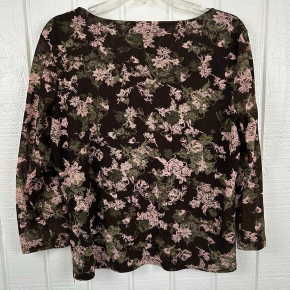 Rena Rowan Women 3/4 Sleeve Y2K Mesh Top Brown Fairy Grunge Boho Western Size XL - Picture 4 of 8